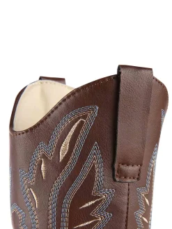New Retro Stage Retro Embroidered Leather Calf Cowboy Boots