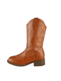 New Retro Stage Retro Embroidered Leather Calf Cowboy Boots