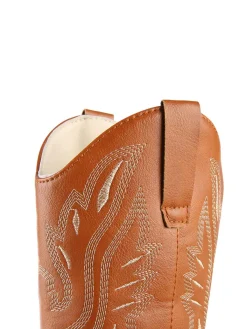 New Retro Stage Retro Embroidered Leather Calf Cowboy Boots