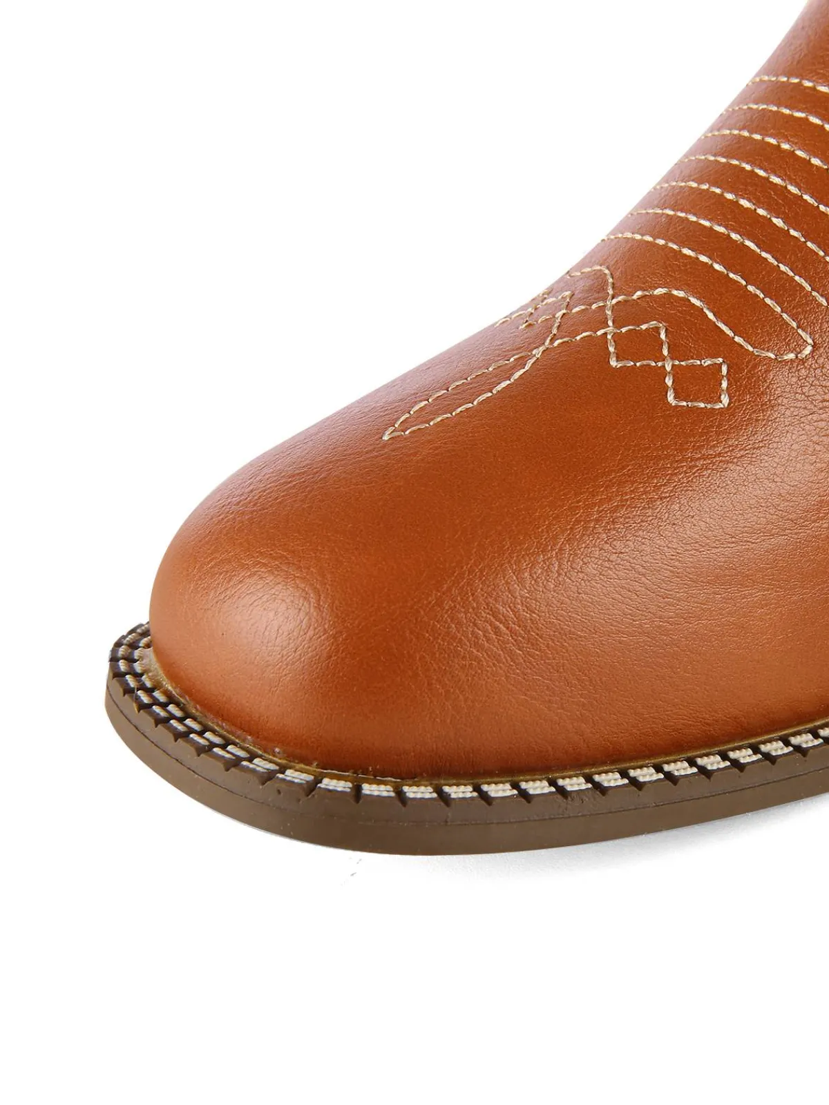 New Retro Stage Retro Embroidered Leather Calf Cowboy Boots