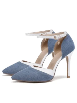Sale Retro Stage Retro Fabric Pointed High Heel Shoes