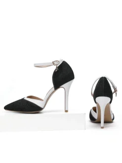 Sale Retro Stage Retro Fabric Pointed High Heel Shoes