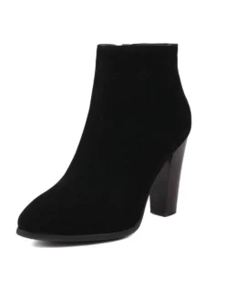 Outlet Retro Stage Retro Fleece Solid Color High Heel Boots