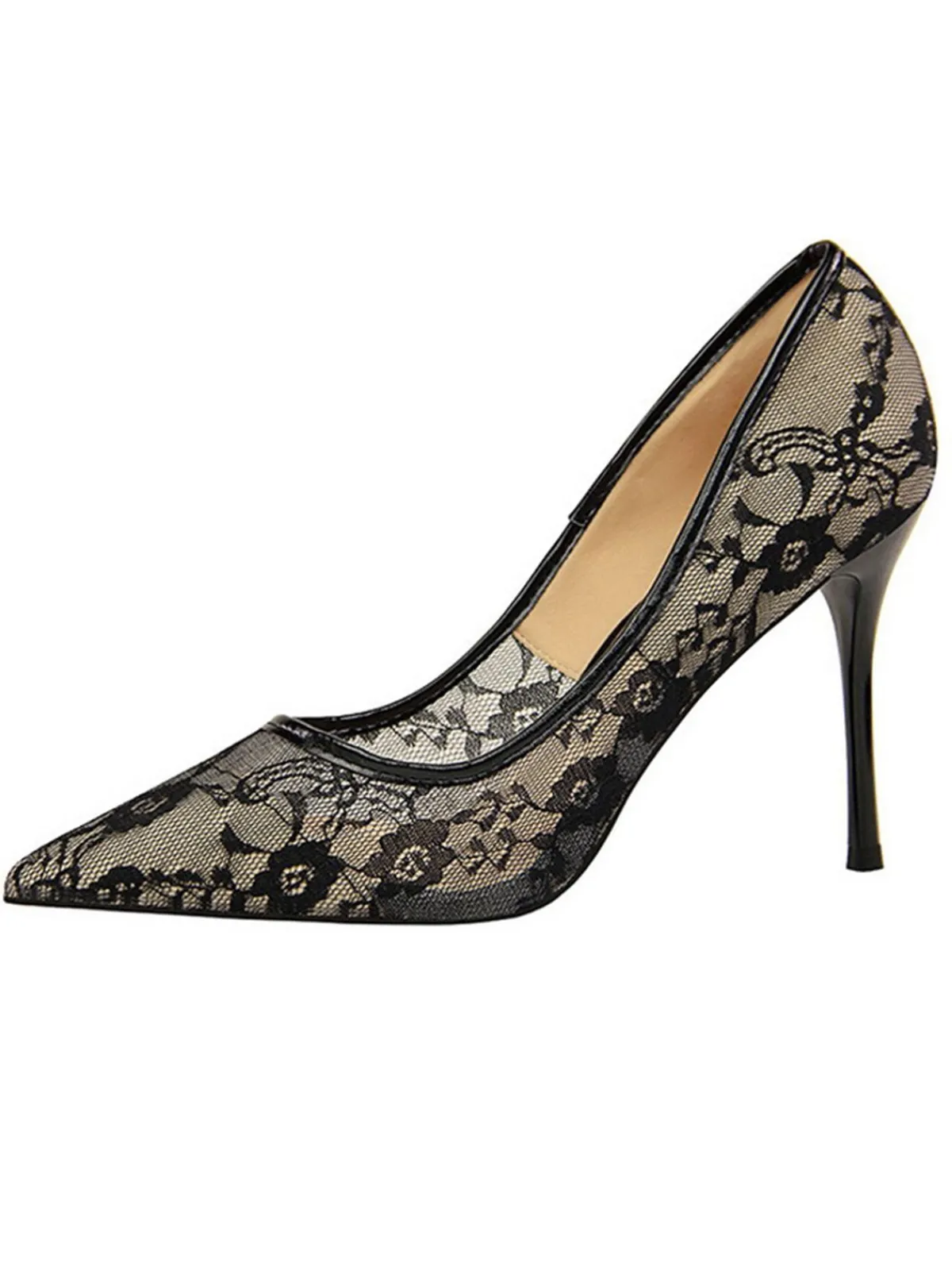 New Retro Stage Retro Floral Solid Lace Pointed Shoes