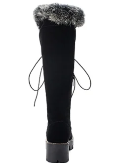 New Retro Stage Retro Furry Chunky Heel Snow Boots