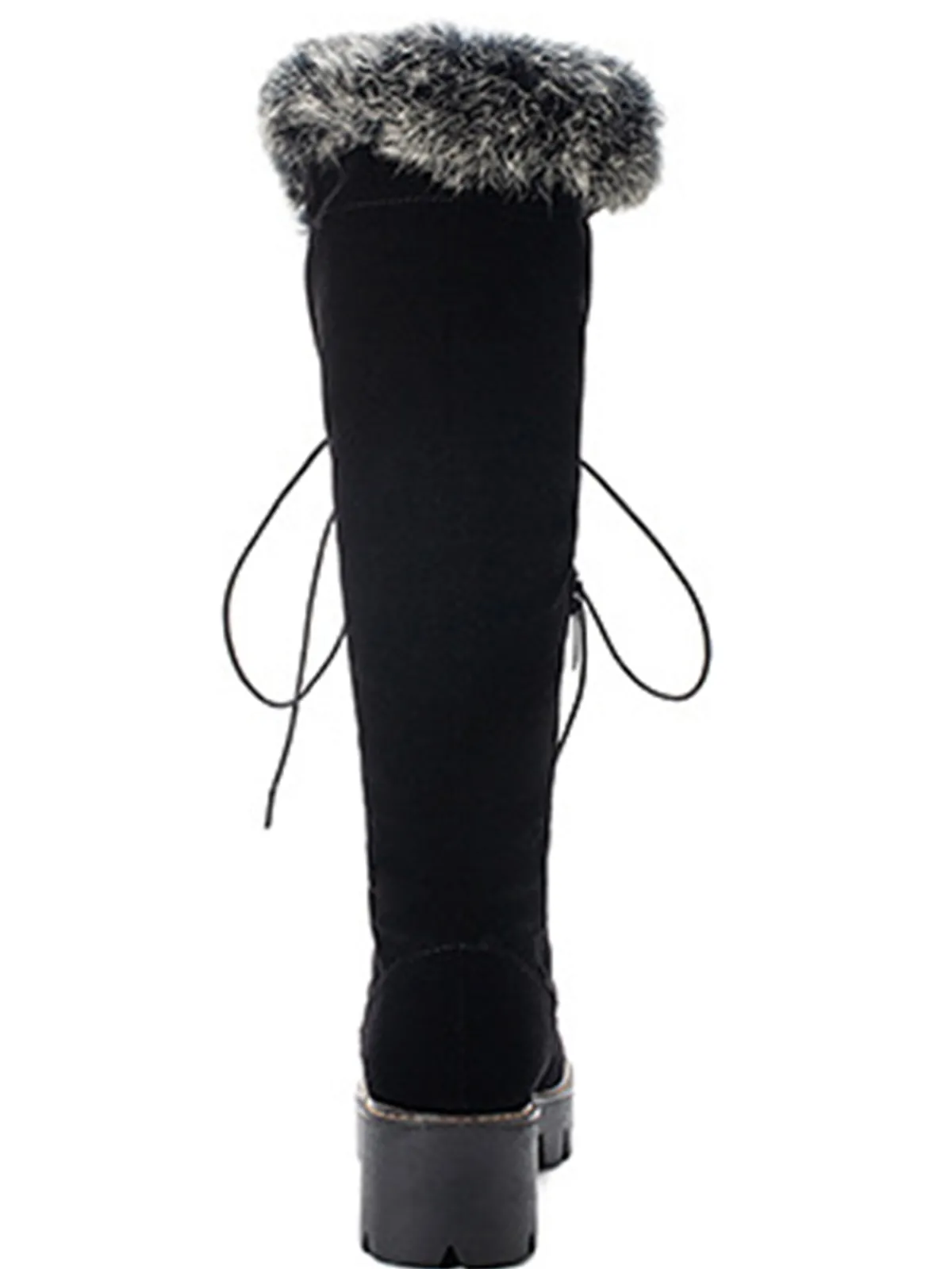 New Retro Stage Retro Furry Chunky Heel Snow Boots