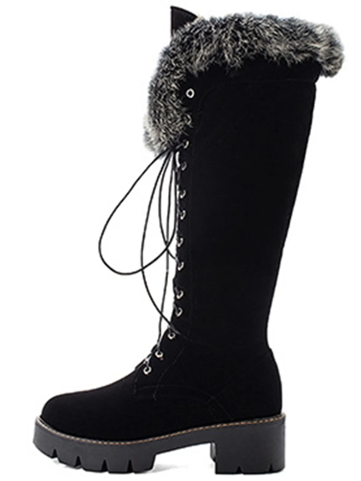 New Retro Stage Retro Furry Chunky Heel Snow Boots