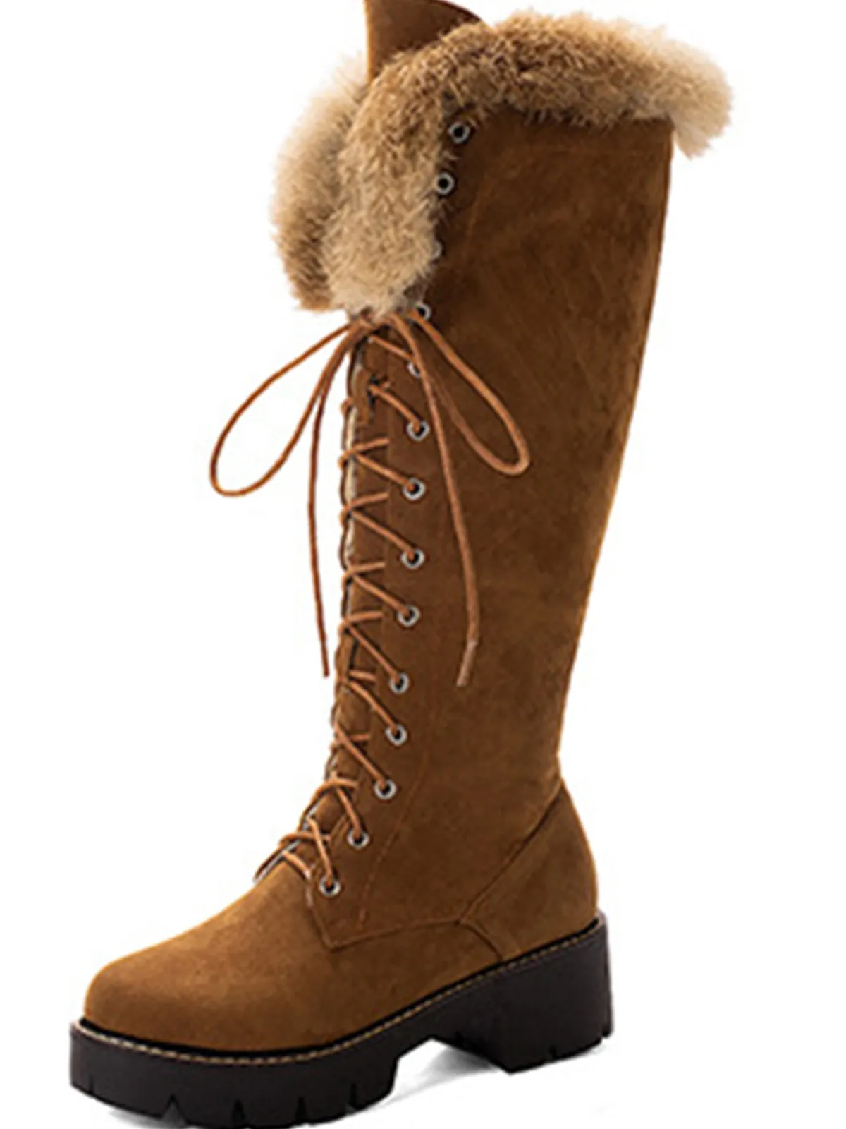 New Retro Stage Retro Furry Chunky Heel Snow Boots