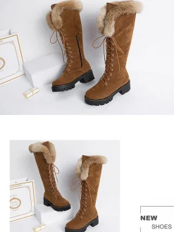 New Retro Stage Retro Furry Chunky Heel Snow Boots