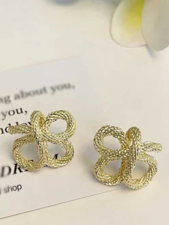 Online Retro Stage Retro Gold Knot Earrings