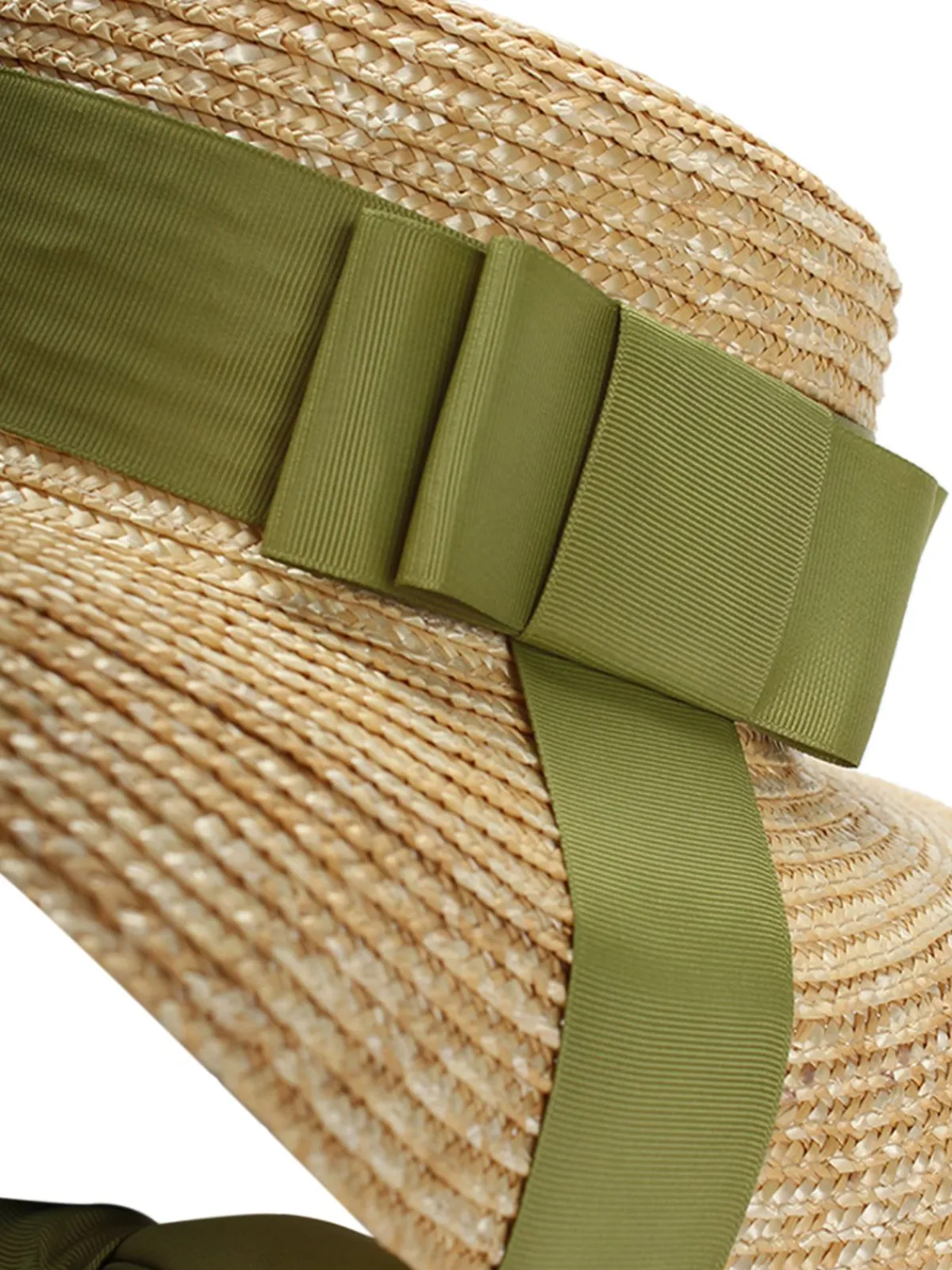 Clearance Retro Stage Retro Green Ribbon Raffia Sun Hat