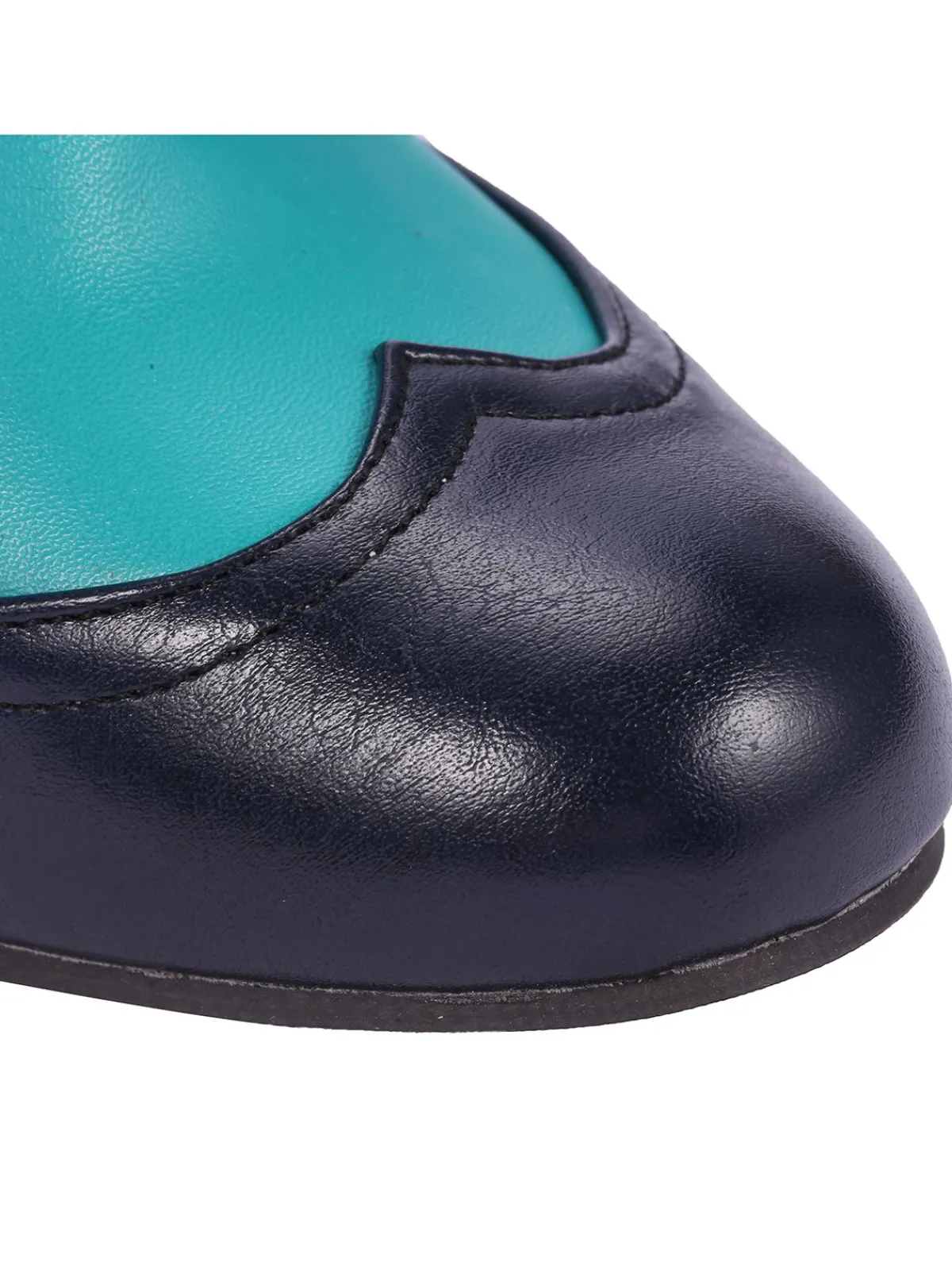 Online Retro Stage Retro High Heels Saddle Shoes Blue