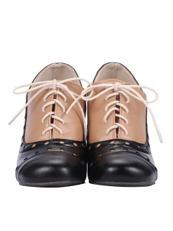 Sale Retro Stage Retro High Heels Saddle Shoes Black