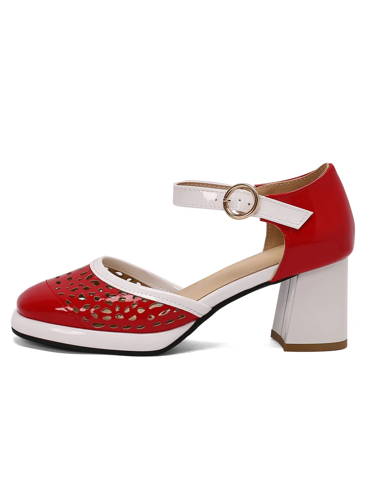 Best Retro Stage Retro Hollow Chunky High Heels Shoes