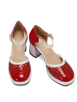 Best Retro Stage Retro Hollow Chunky High Heels Shoes