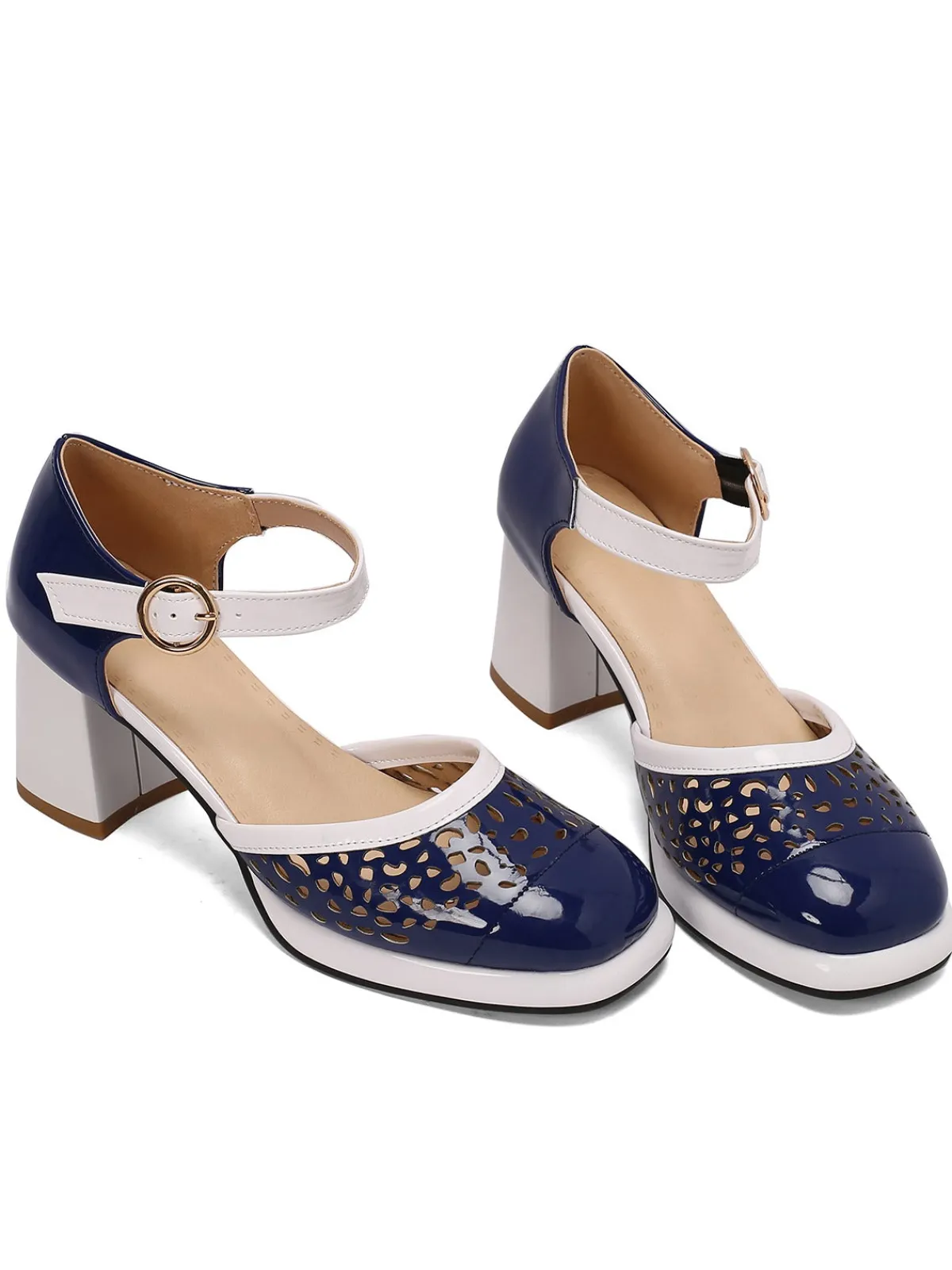 Best Retro Stage Retro Hollow Chunky High Heels Shoes