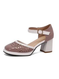 Best Retro Stage Retro Hollow Chunky High Heels Shoes