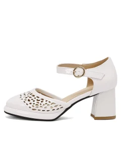 Best Retro Stage Retro Hollow Chunky High Heels Shoes