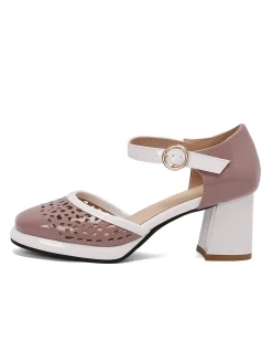 Best Retro Stage Retro Hollow Chunky High Heels Shoes