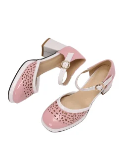 Best Retro Stage Retro Hollow Chunky High Heels Shoes
