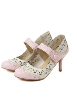 Discount Retro Stage Retro Hollow Out Ankle Strap High Heels Shoes