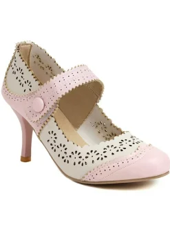 Discount Retro Stage Retro Hollow Out Ankle Strap High Heels Shoes