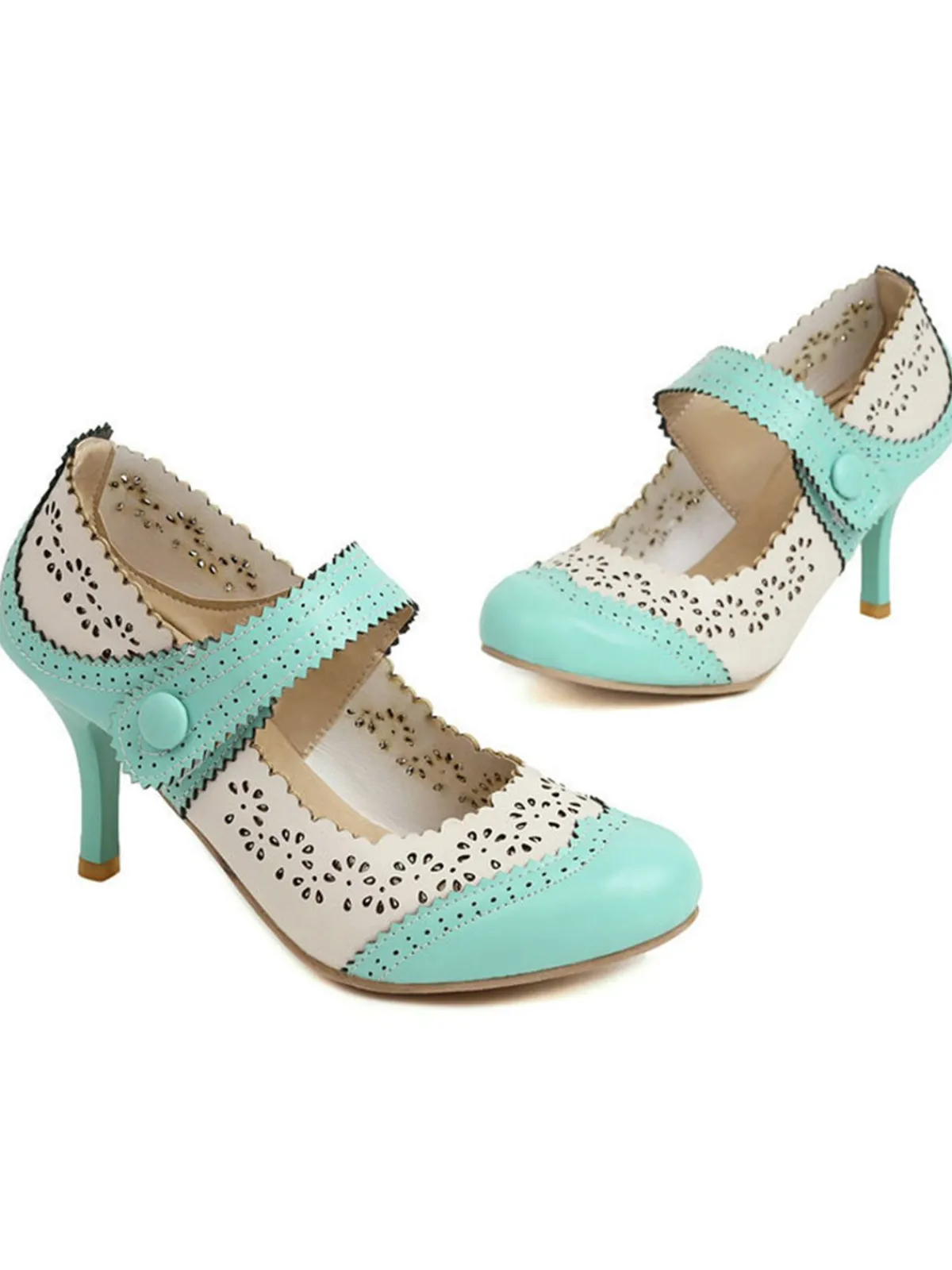 Discount Retro Stage Retro Hollow Out Ankle Strap High Heels Shoes
