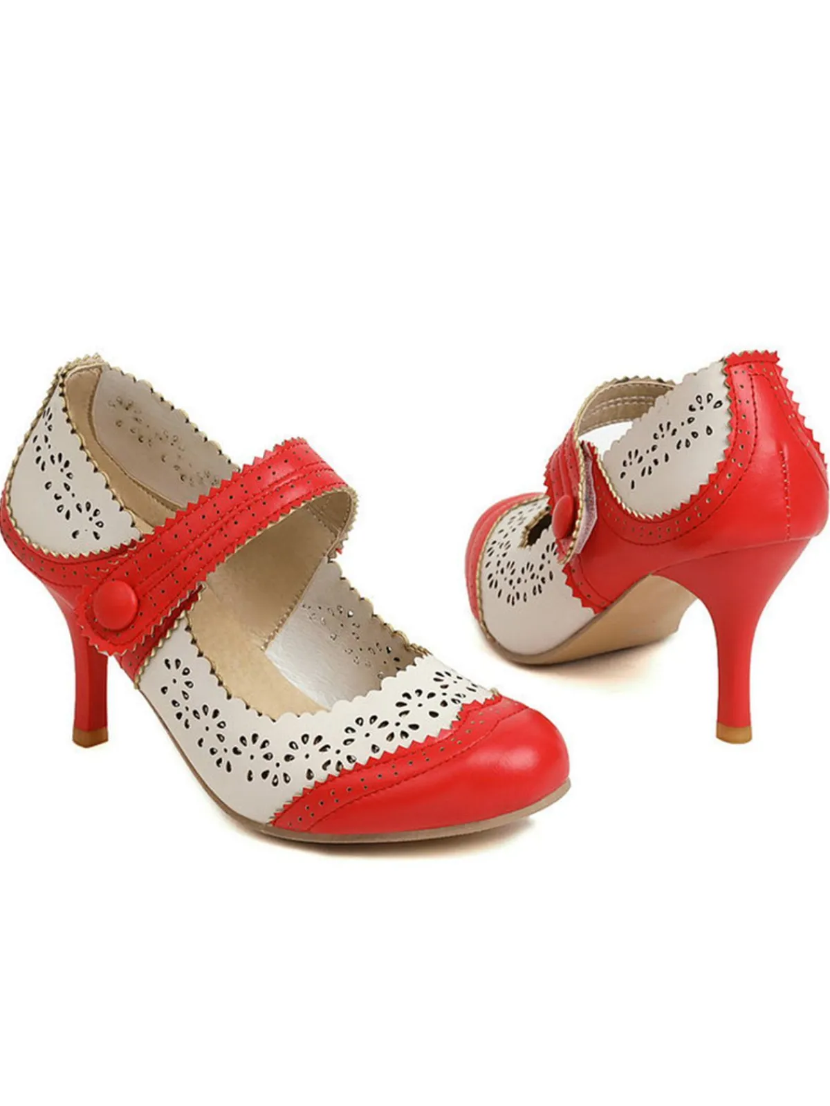 Discount Retro Stage Retro Hollow Out Ankle Strap High Heels Shoes