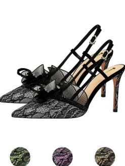 Fashion Retro Stage Retro Lace Décor Sling Back Shoes