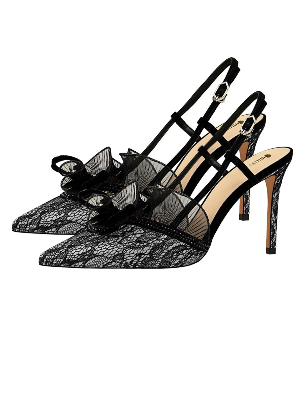Fashion Retro Stage Retro Lace Décor Sling Back Shoes