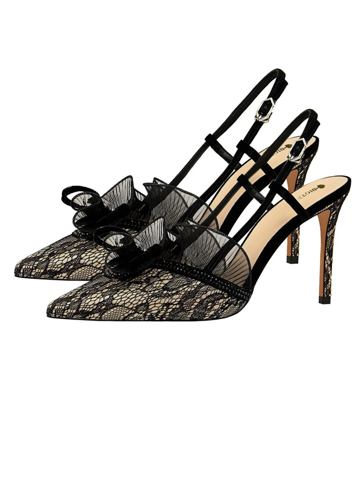 Fashion Retro Stage Retro Lace Décor Sling Back Shoes
