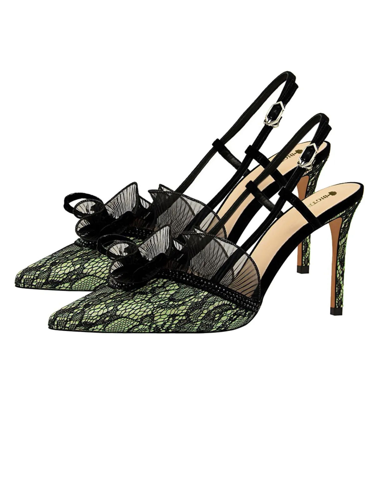 Fashion Retro Stage Retro Lace Décor Sling Back Shoes