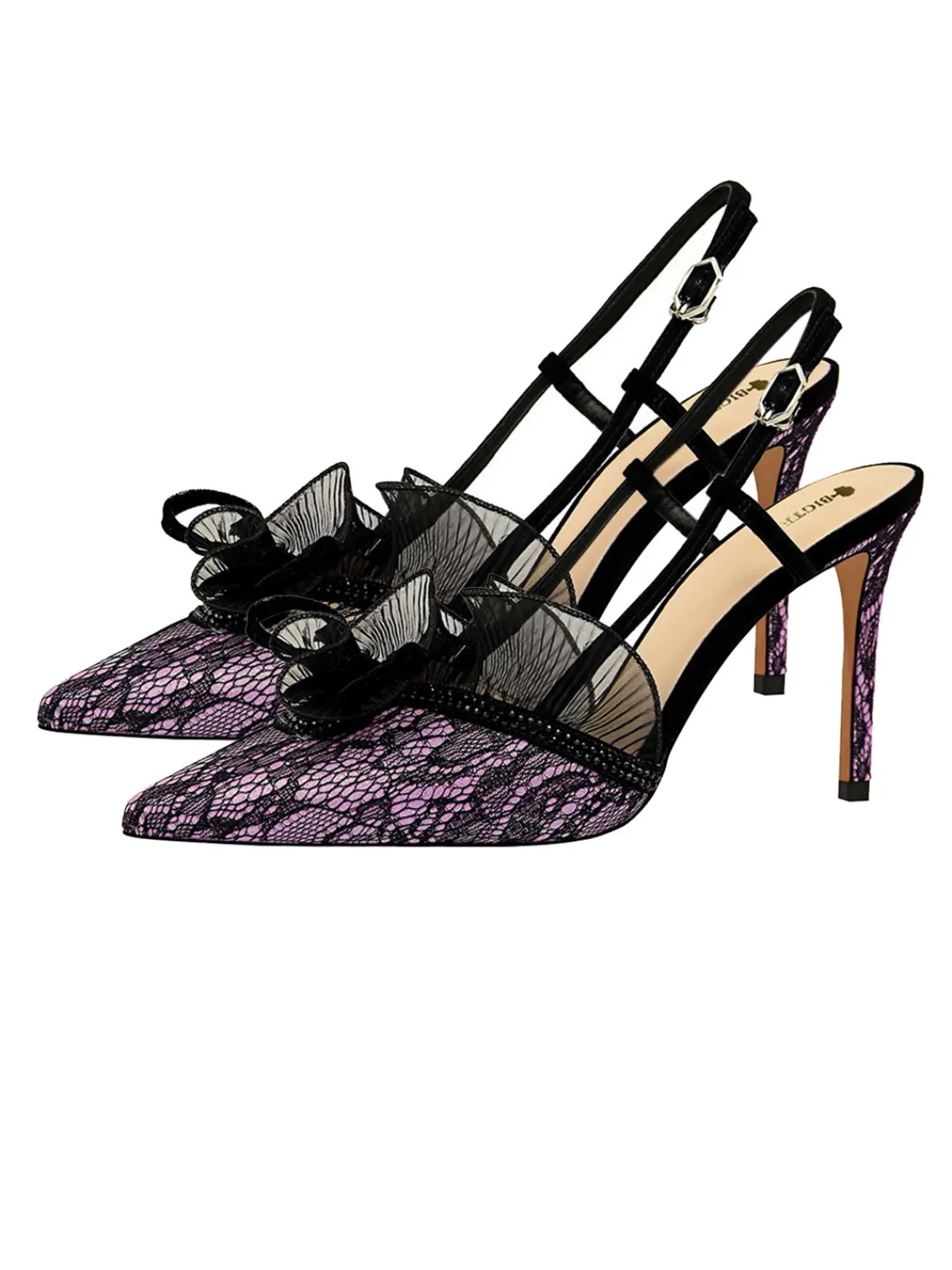Fashion Retro Stage Retro Lace Décor Sling Back Shoes