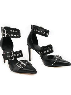 New Retro Stage Retro Lace-up Button Décor Pointed Shoes