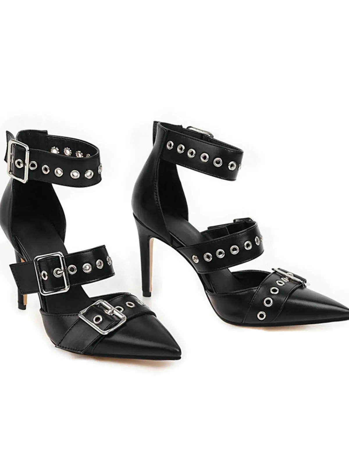 New Retro Stage Retro Lace-up Button Décor Pointed Shoes