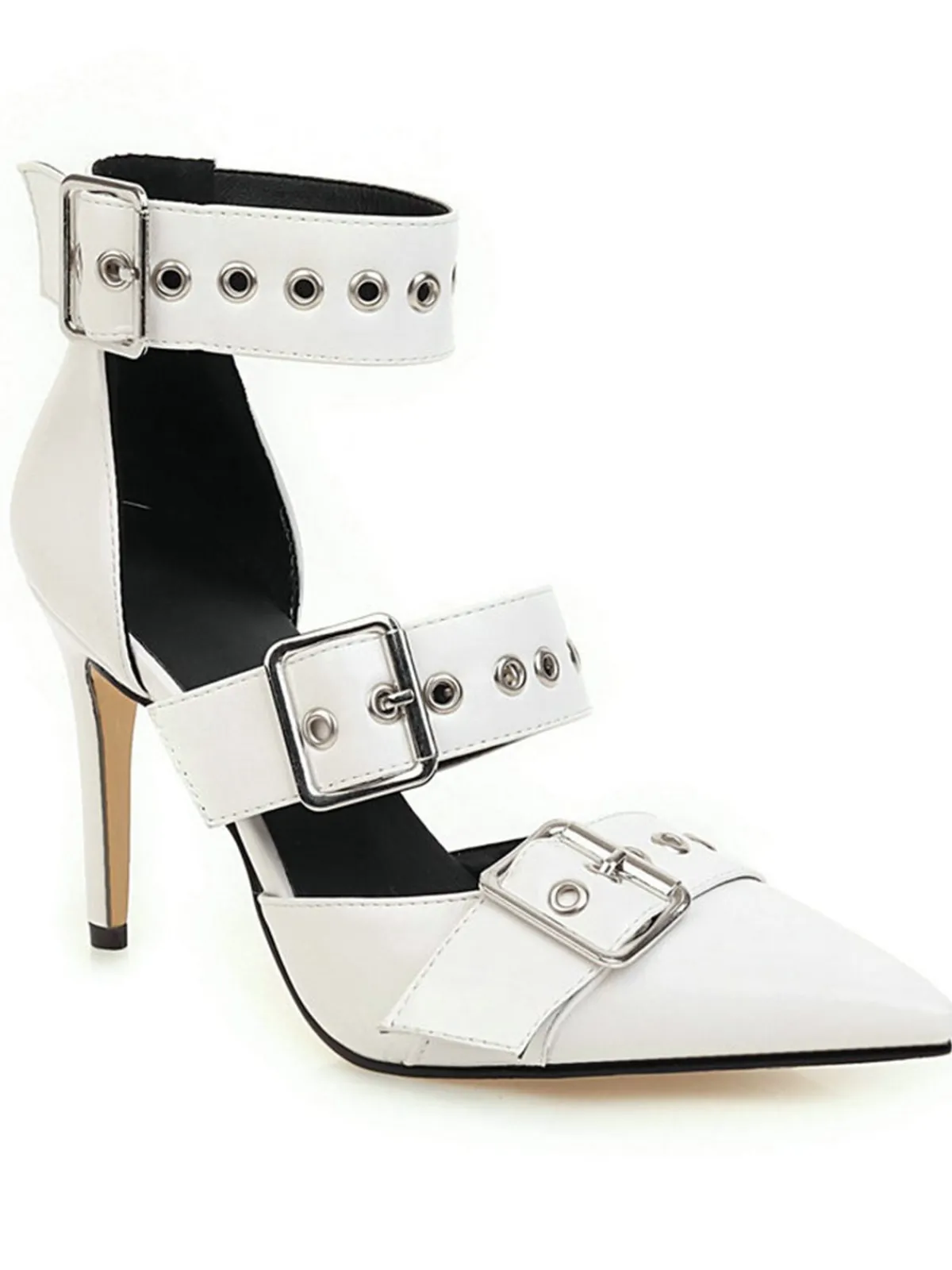 New Retro Stage Retro Lace-up Button Décor Pointed Shoes