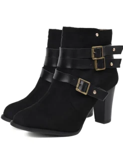 Hot Retro Stage Retro Leather Belt Suede High Heel Shoes