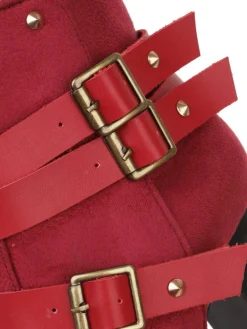 Hot Retro Stage Retro Leather Belt Suede High Heel Shoes