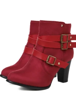 Outlet Retro Stage Retro Leather Belt Suede High Heel Shoes