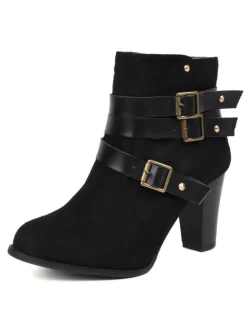 Outlet Retro Stage Retro Leather Belt Suede High Heel Shoes