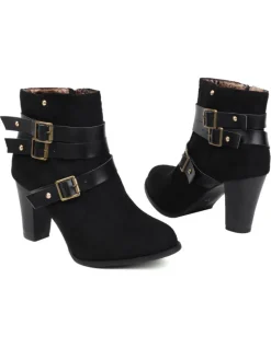 Outlet Retro Stage Retro Leather Belt Suede High Heel Shoes