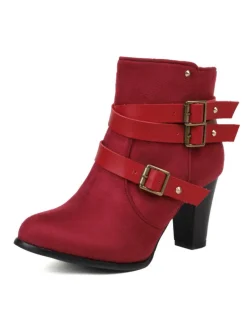 Outlet Retro Stage Retro Leather Belt Suede High Heel Shoes