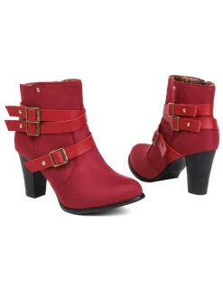 Outlet Retro Stage Retro Leather Belt Suede High Heel Shoes