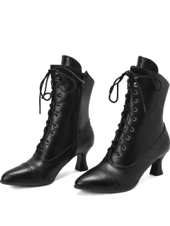 New Retro Stage Retro Leather High Heel Boots