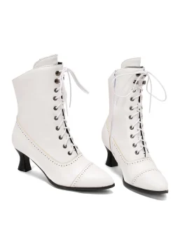 New Retro Stage Retro Leather High Heel Boots