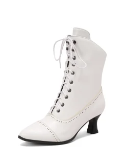 New Retro Stage Retro Leather High Heel Boots