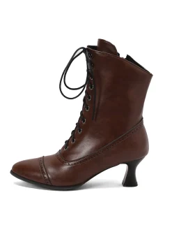 New Retro Stage Retro Leather High Heel Boots