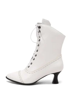 New Retro Stage Retro Leather High Heel Boots