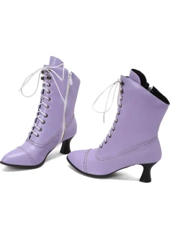 New Retro Stage Retro Leather High Heel Boots