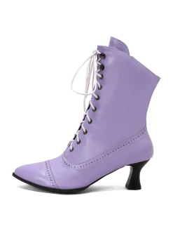New Retro Stage Retro Leather High Heel Boots
